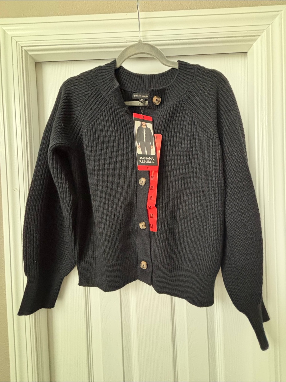 Banana Republic Black Ribbed Button-Up Cardigan